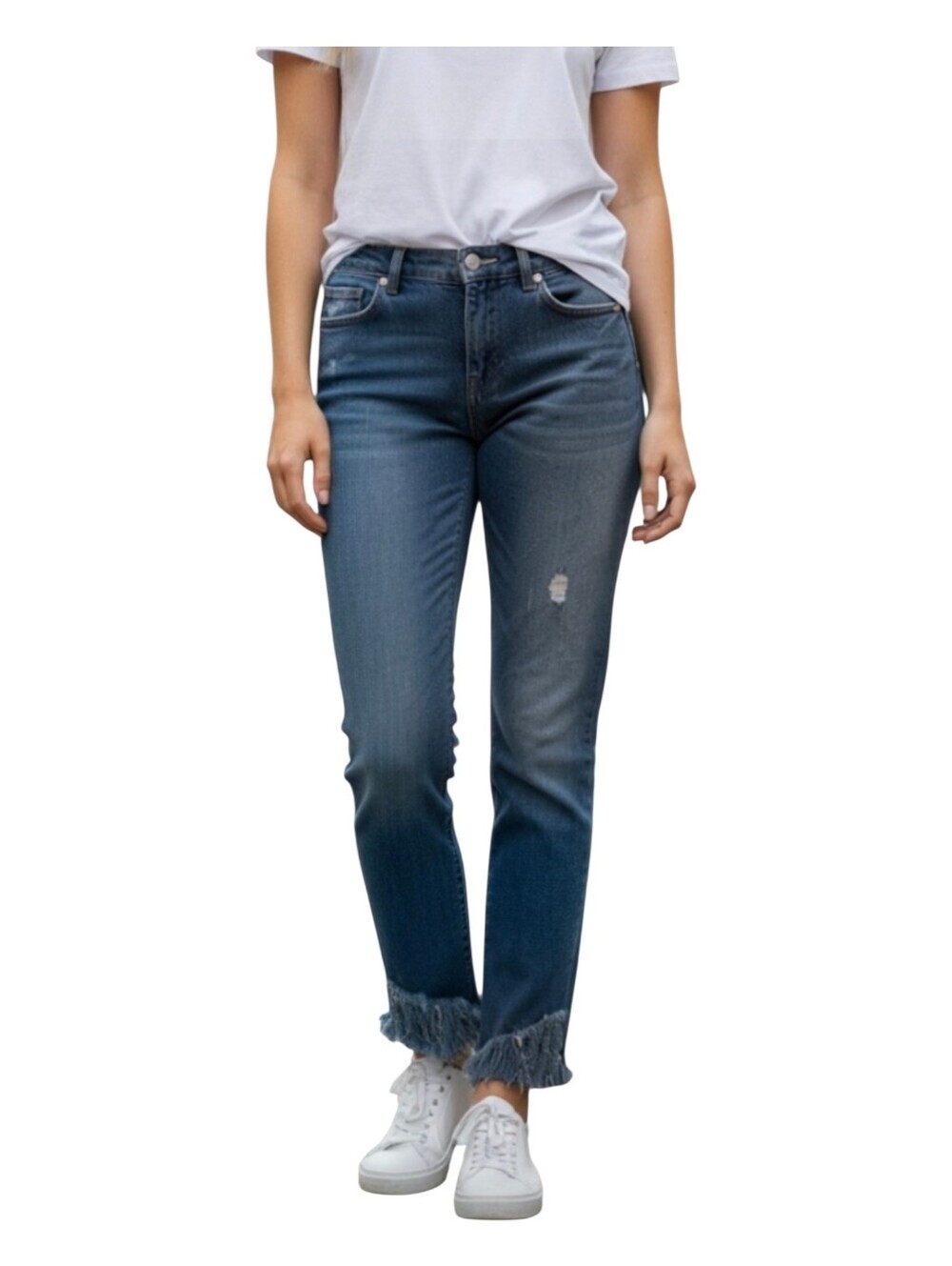 Chelsea & Violet Womens Boho Medium Wash Fringe Hem Festival Denim Jeans 28